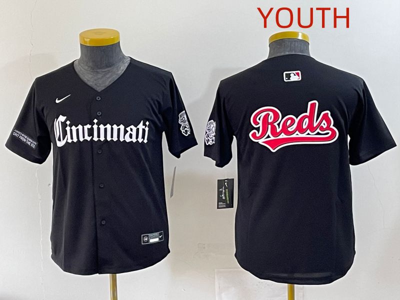 Youth 2025 Cincinnati Reds Blank Black Five generations Joint Name Nike MLB Jersey style 10